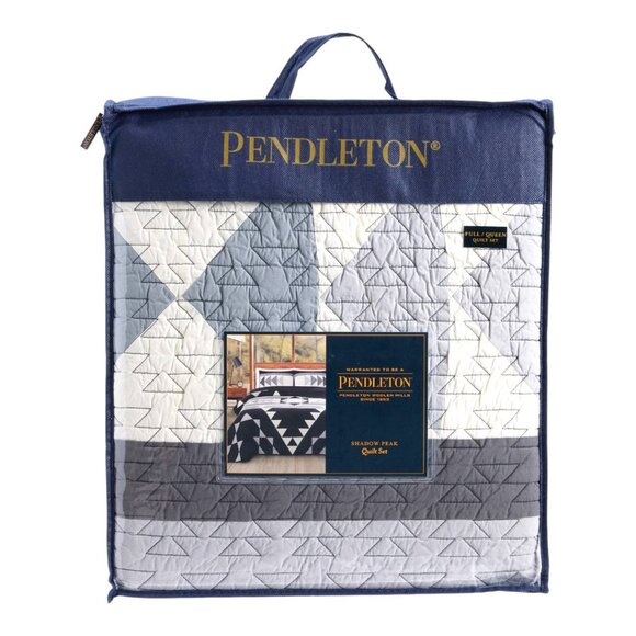 Pendleton Full-Queen Shadow Peak Pieced Quilt Set - Black - Picture 1 of 3